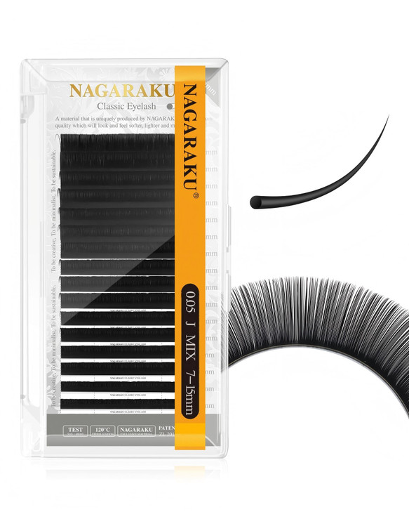 NAGARAKU Eyelash Extensions Classic J B C D N LC LD L DD CC LB Curl 003020 Thickness 517mm Matte Black Individual Lashes