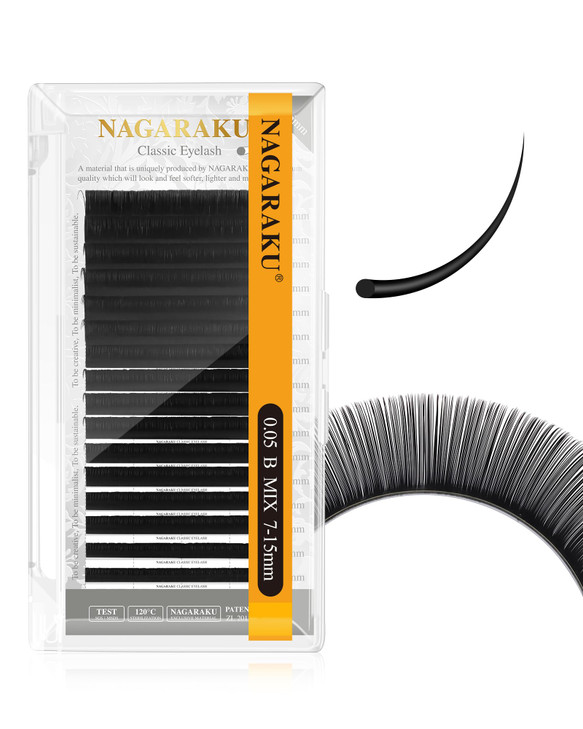 NAGARAKU Eyelash Extensions Classic J B C D N LC LD L DD CC LB Curl 003020 Thickness 517mm Matte Black Individual Lashes