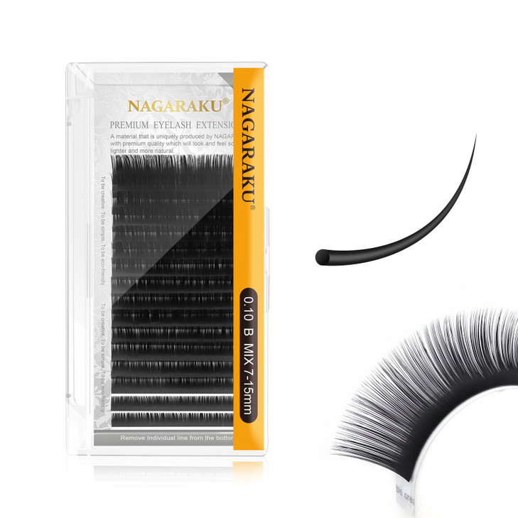 NAGARAKU Eyelash Extensions Classic J B C D N LC LD L DD CC LB Curl 003020 Thickness 517mm Matte Black Individual Lashes