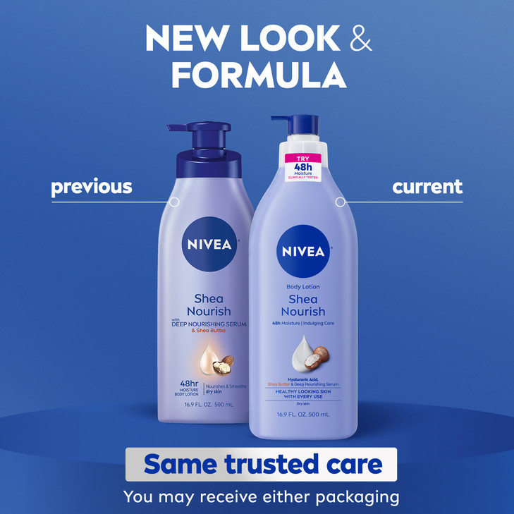 NIVEA Shea Nourish Body Lotion for Dry Skin with Hyaluronic Acid, Shea Butter and Deep Nourishing Serum, 48-Hour Body Moisturizer, 16.9 Fl Oz Pump Bo online at globaldelivered
