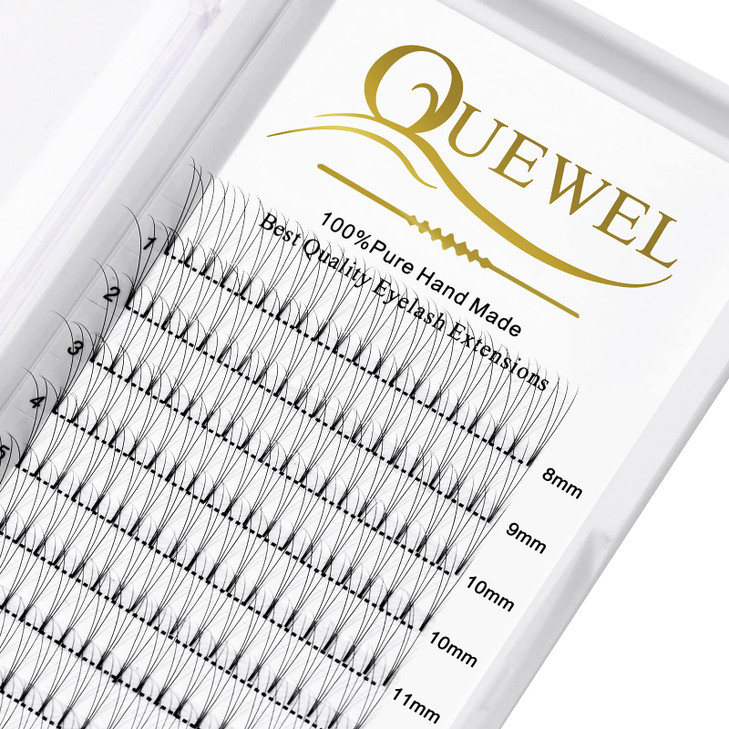 QUEWEL Volume Lash Extensions 3D 010mm C Curl Mix815mm Short Stem Premade Fans Soft Optinal 3D 4D 5D 6D 7D 8D 007010mm C