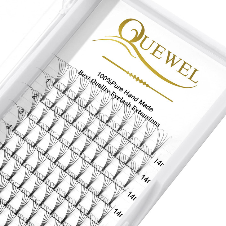 QUEWEL Premade Lash Fans 5D Premade Fans Eyelash Extensions 007mm Thickness D Curl 14mm Volume Lash Extensions Short Ste