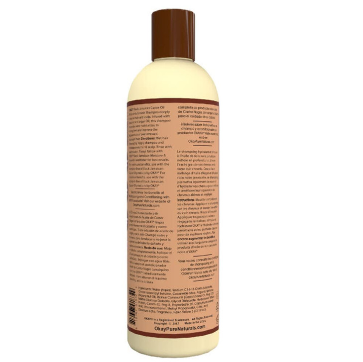 OKAY Black Jamaican Castor Oil Shampoo - Jamaican Castor Shampoo for Hair Health, Natural Moisturizing Cleanser to Strengthen & Restore Damaged Hair