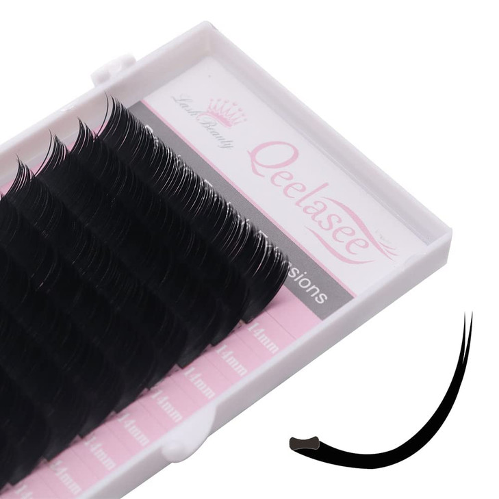 Qeelasee Ellipse Eyelash Extension 020mm D Curl 13mm Flat False Mink Individual Eyelash Extension Professional Salon Use