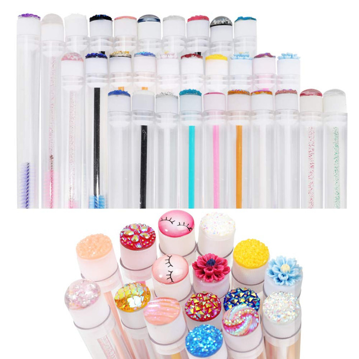 Disposable Mascara Brushes Diamond Eyelash Spoolies Makeup Brush Mascara Wand in Sanitary Tube Lash Supplies 10 Pcs Mix