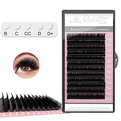 Qeelasee 007 Thickness D Curl 9mm Volume Mink Eyelash Extensions Silk Individual Lash Extensions Semipermanent Pure Kore