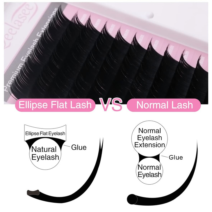 Qeelasee Ellipse Eyelash Extension 015 C Curl 11mm Flat Eyelashes False Mink Individual Eyelash Extension Professional S
