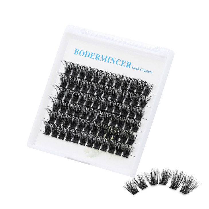 Bodermincer 72 Cluster Bundles 3D Effect Glue Bonded Individual LashEyelash Extensions Natural Style 14MM