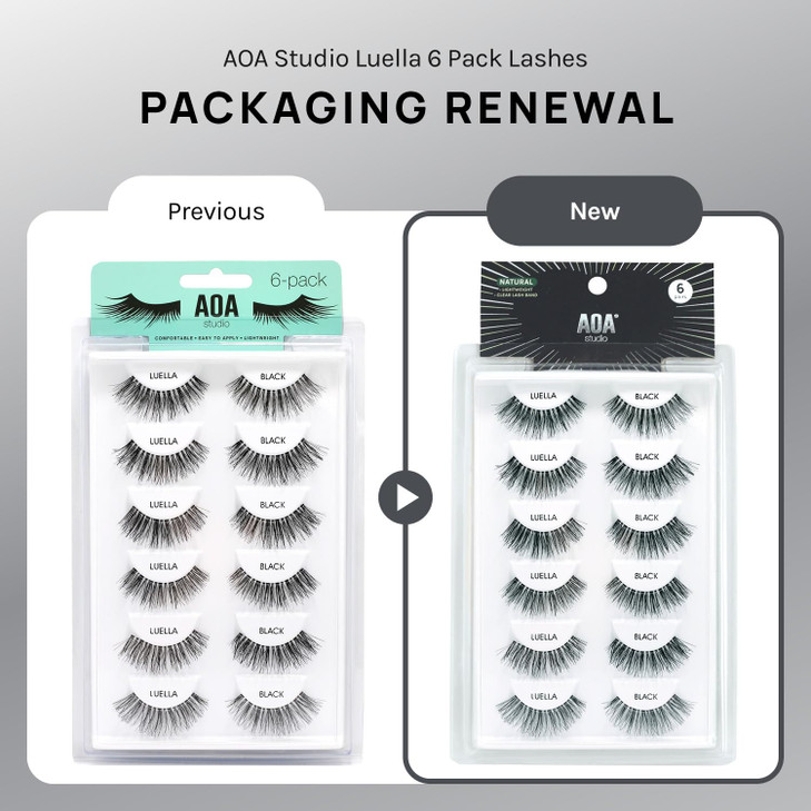 AOA Studio 6 Pairs Luella Natural Handmade False Eyelashes with Glue and Tweezer Reusable Fake Eyelashes 100 Percent Han