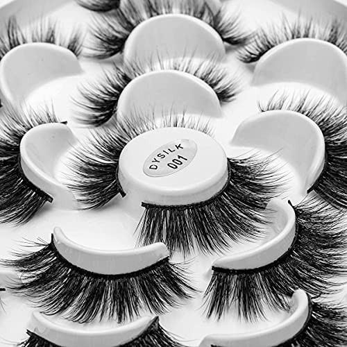 DYSILK False Eyelashes Wispy Lashes Mink Lashes Fluffy 10 Pairs 6D Faux Lashes Pack 18mm Lashes Wispy Eye Lashes Pack Lo