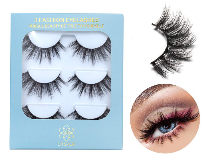 DYSILK Eyelashes Mink Lashes Fluffy Cat Eye Lashes 3 Pairs 6D Mink Lashes Wispy Eyelashes Lashes That Look Like Extensio