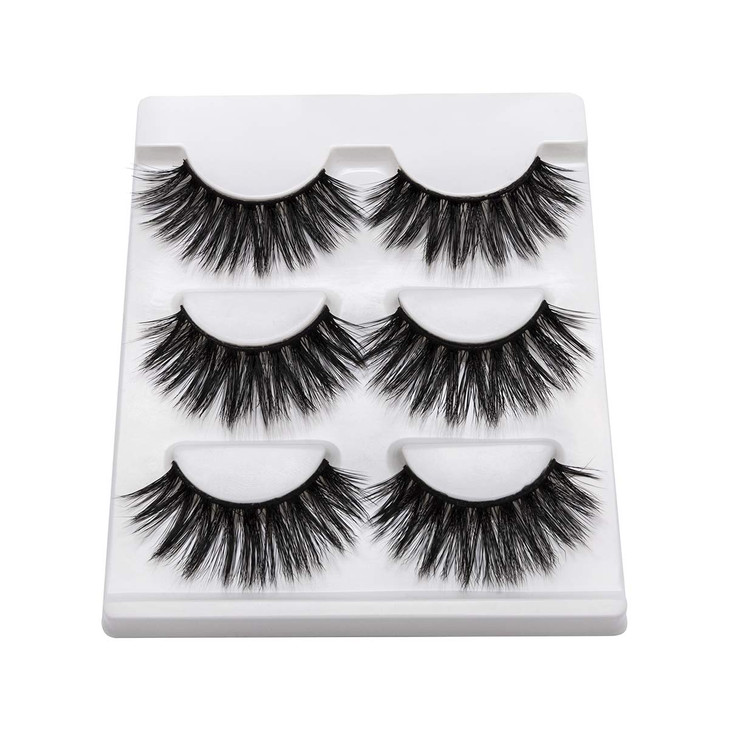 DYSILK Mink Eyelashes False Eyelashes 3 Pairs 6D Mink Lashes Wispy Lashes Natural Look Faux Mink Eyelashes Dramatic Lash