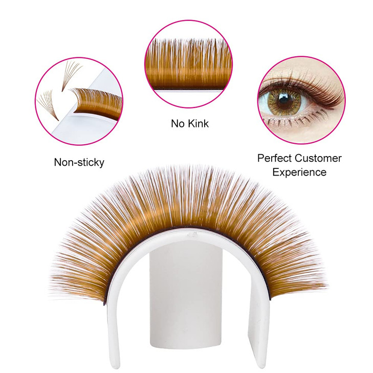 Volume Lash Extensions 007 D Curl Easy Fan Volume Lashes Mixed Tray 1520mm Easy Fanning Lashes Brown Colored Lash Extens