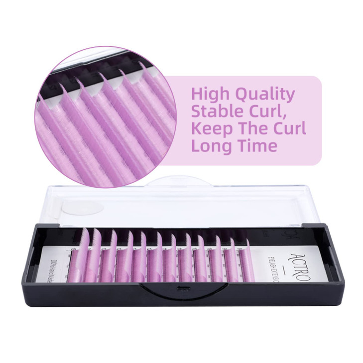 Colored Eyelash Extensions Easy Fan 815mm Mixed Purple C Curl Easy Fanning 007mm Self Premade Volume Lash