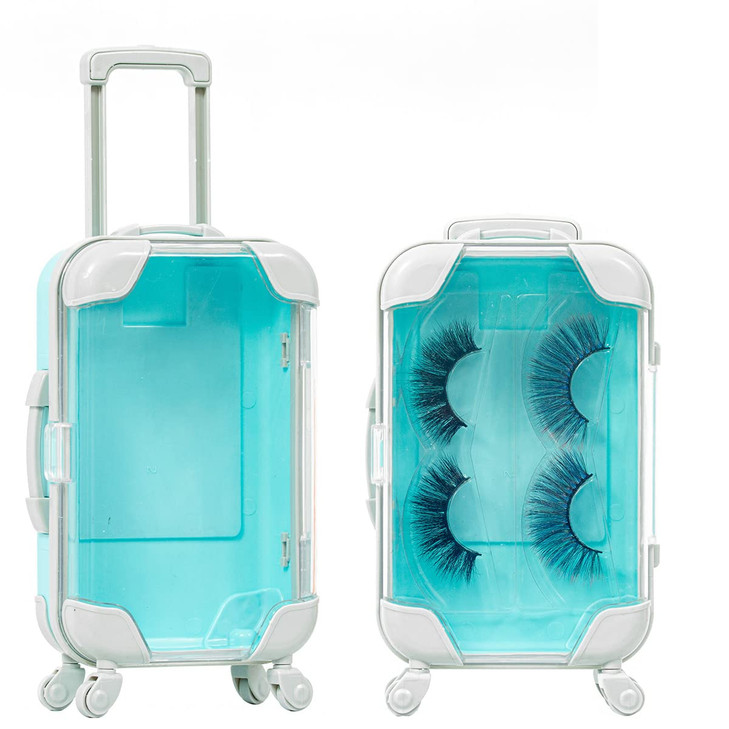YiQiYi Fake Eyelash Organizer Case Eyelash Extension Mini Suitcase Lashes Organizer Packing Makeup Container Luaage Box