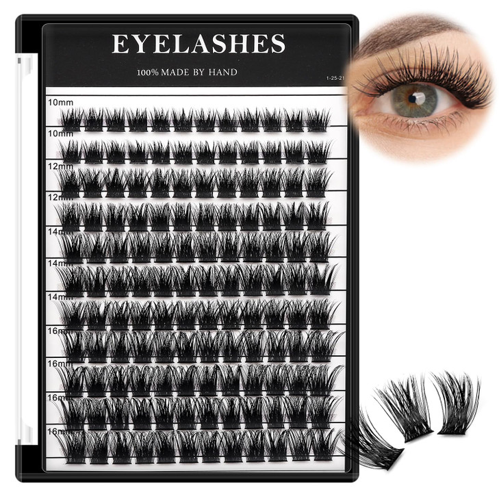Bodermincer 132pcs 8101214mm Mixed D Curl Big Capacity Segmented Eyelash Extension Eyelashes Individual Cluster Eye Lash
