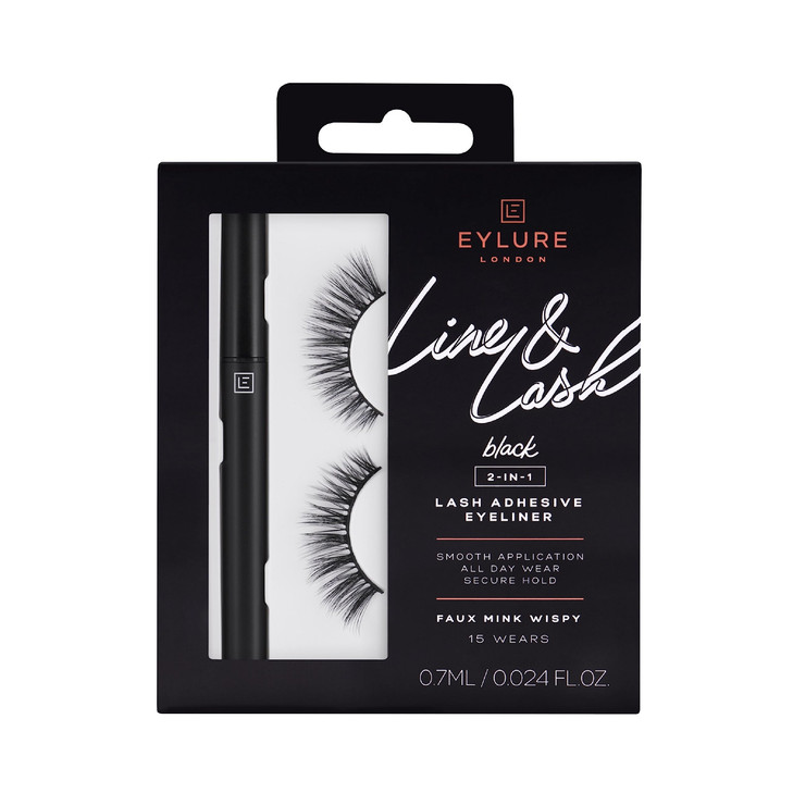 Eylure Line Lash Kit 2in1 Lash Black Glue Eyeliner and False Lashes Faux Mink Wispy