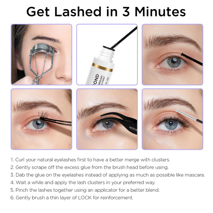 BEYELIAN Lash Bond and Seal Cluster Lash Glue for Individual Cluster Lashes DIY Eyelash Extensions Latex Free Aftercare