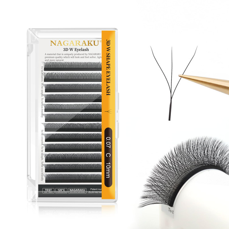 NAGARAKU W Eyelash Extension 3D Volume Premade Fan 007mm C curl 10mm Faux Mink Matte Black Cluster Easy Fanning yy Eye L