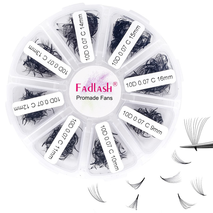 Volume Lash Extensions Mixed Tray 1000 Premade Fans 10D Loose Promade Fans Pointy Base Premade Fans Eyelash Extensions H