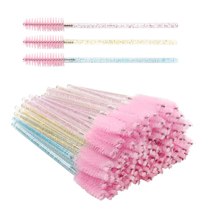 300 Pack Glitter Mascara Wands Disposable Eye Lash Brushes Spoolies Brush Makeup Applicator Eyelash Extension Tool Kit C