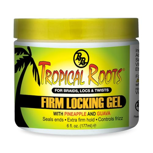 Bronner Bros Tropical Roots Firm Locking Gel - Loc & Twist Gel Ideal for Braids, Twists & Locs with Pineapple & Guava Extracts, Vitamins B5 & B12 - S online at globaldelivered
