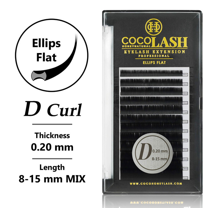 COCO Honey Lash Eyelash Extensions Ellipse Flat D Curl 020mm Faux Mink Individual Lash Extensions Length Mix 815mm
