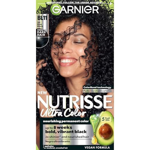 Garnier Hair Color Nutrisse Ultra Color Nourishing Creme, BL11 Jet Blue Black (Black Currant) Permanent Hair Dye, 1 Count (Packaging May Vary) online at globaldelivered