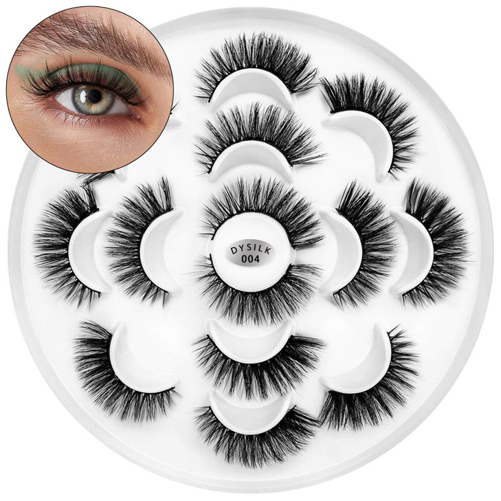 DYSILK Mink Lashes Fluffy Eyelashes False Eyelashes 7 Pairs Lashes Natural Look Fluffy Lashes Strip Lashes 6D Lashes Pac