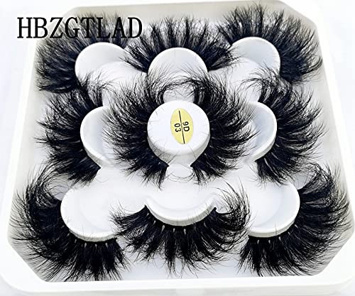 HBZGTLAD new 5 Pairs 25 mm 3d Mink Lashes Bulk Faux with Custom Natural Mink Lashes Pack Short Wholesales False Eyelashe