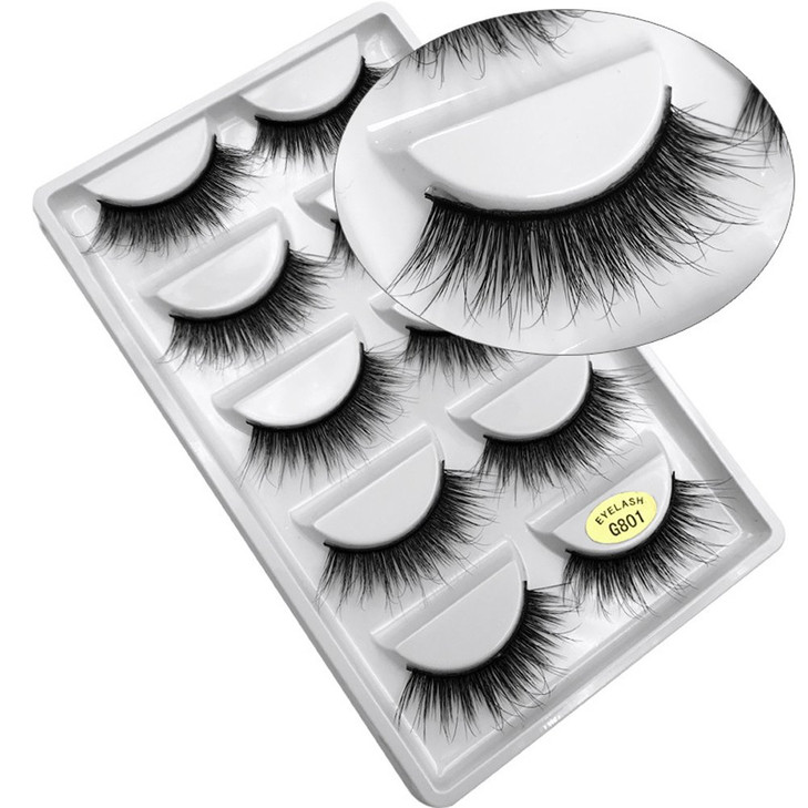 Scala 5 Pairs 3D Handmade Cotton Stalk Water Mink Cross Messy Mink Eye Lashes False Eyelashes 6 Styles to Choose G801