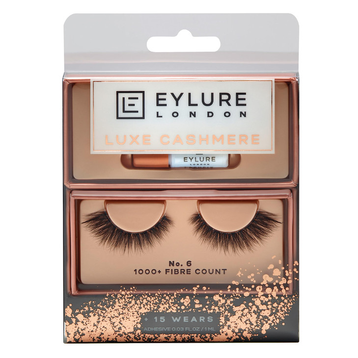 Eylure False Lashes Luxe Cashmere No 6 with Adhesive Included 1 Pair Black