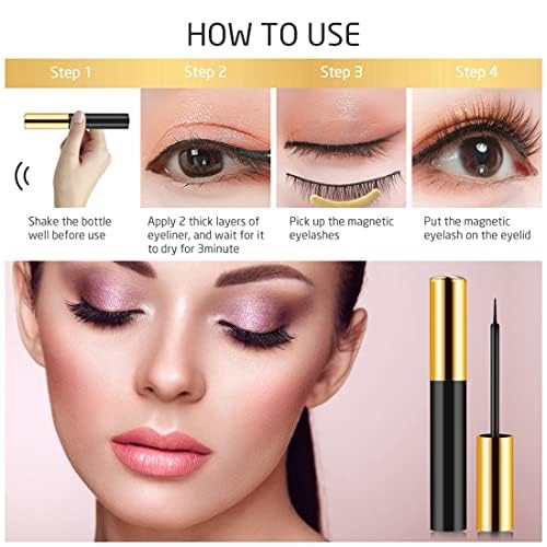 Magnetic Eyelashes with Magnetic Eyeliner Kit 10 Pairs Upgraded 3D 5D Magnetic Eyelashes Kit with Tweezers 2 Tubes of Ma