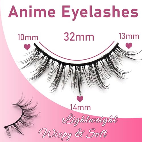 Losha Manga Lashes Fluffy Faux Mink Lashes Natural Look 10 Pairs Asian False Eyelashes Pack Look Like Individual Cluster