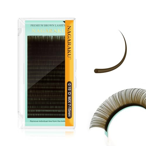 NAGARAKU Natural Brown Color Eyelash Extensions 015mm D curl 715mm Mix Tray Individual Lashes Classic Faux Mink Volume 2