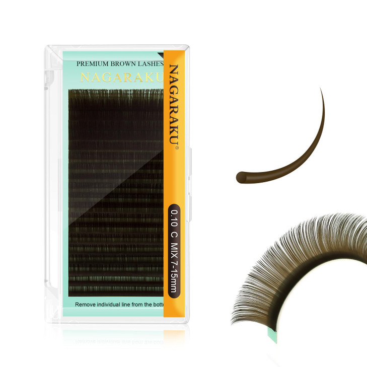 NAGARAKU Natural Brown Color Eyelash Extensions 010mm C curl 715mm Mix Tray Individual Lashes Classic Faux Mink Volume 2