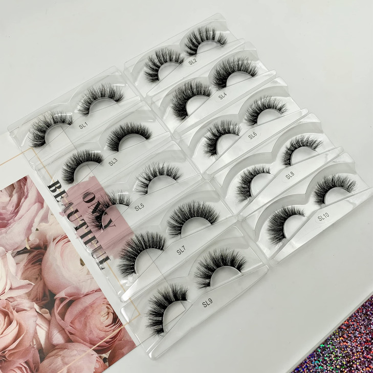 Ellazzle 30 Pairs Faux Mink Eyelashes Wholesale Lashes Pack Lashes Natural Look 16mm20mm False Eyelashes Pink