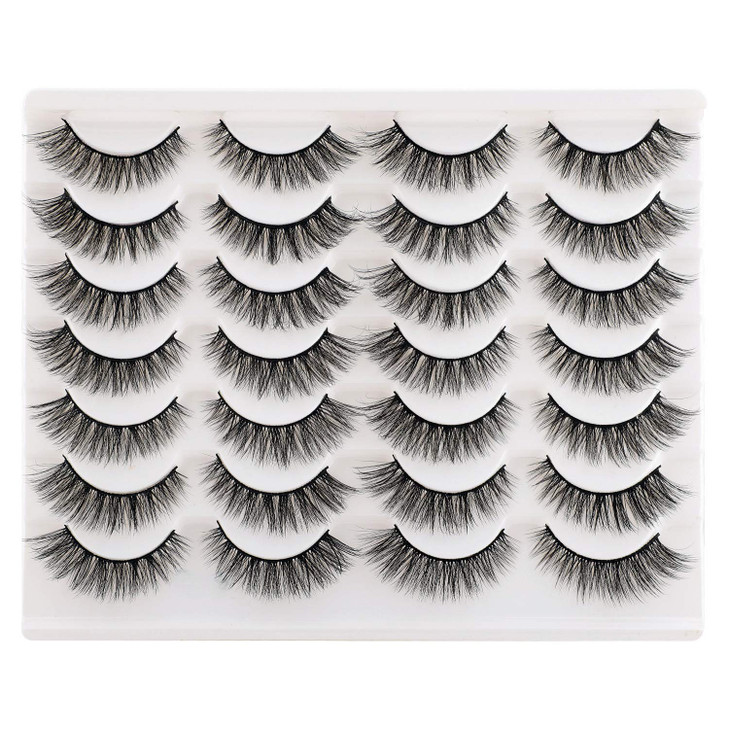 Newcally Lashes False Eyelashes Cat Eyes Wispy Natural Faux Mink Lashes 14 Pairs Pack Light Volume Short Fake Eye Lashes