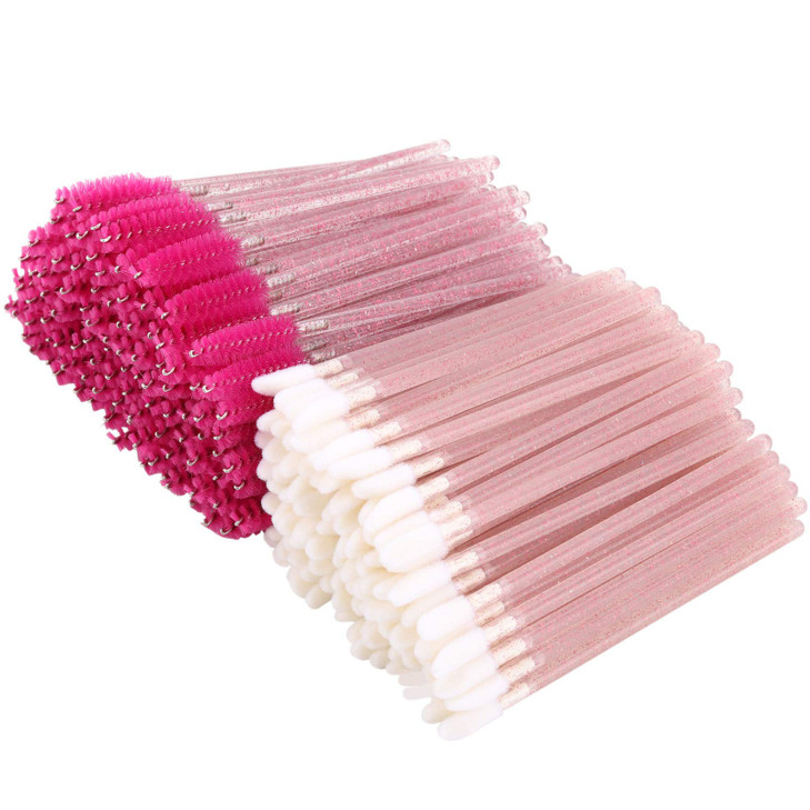 Tbestmax 200 Disposable Mascara Wand and Lipstick Applicator Wands Crystal Lip Gloss Brush Lash Spoolies for Eyelash Ext