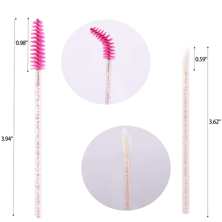 Tbestmax 200 Disposable Mascara Wand and Lipstick Applicator Wands Crystal Lip Gloss Brush Lash Spoolies for Eyelash Ext