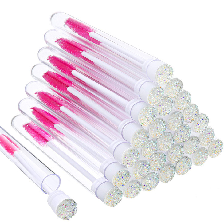 60 Pieces Mascara Wand Tube Set 30 Diamond Empty Eyelash Brush Tubes Spoolies 30 Mascara Wand Lash Extension Brushes App