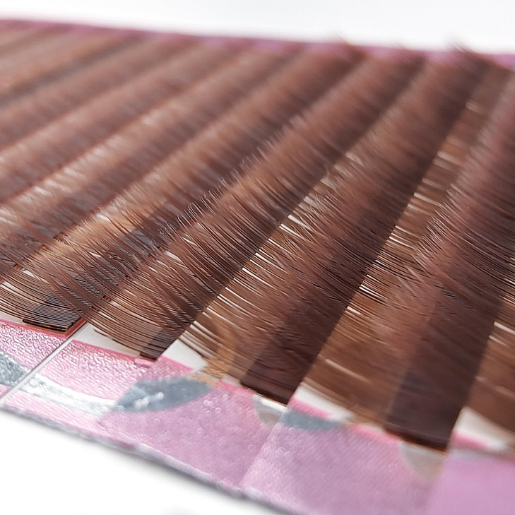 Beauty7 Brown Eyebrow Extensions Matte Individual Eyebrow False Lash Extension Tray Synthetic Mink 01mm Thickness Mixed