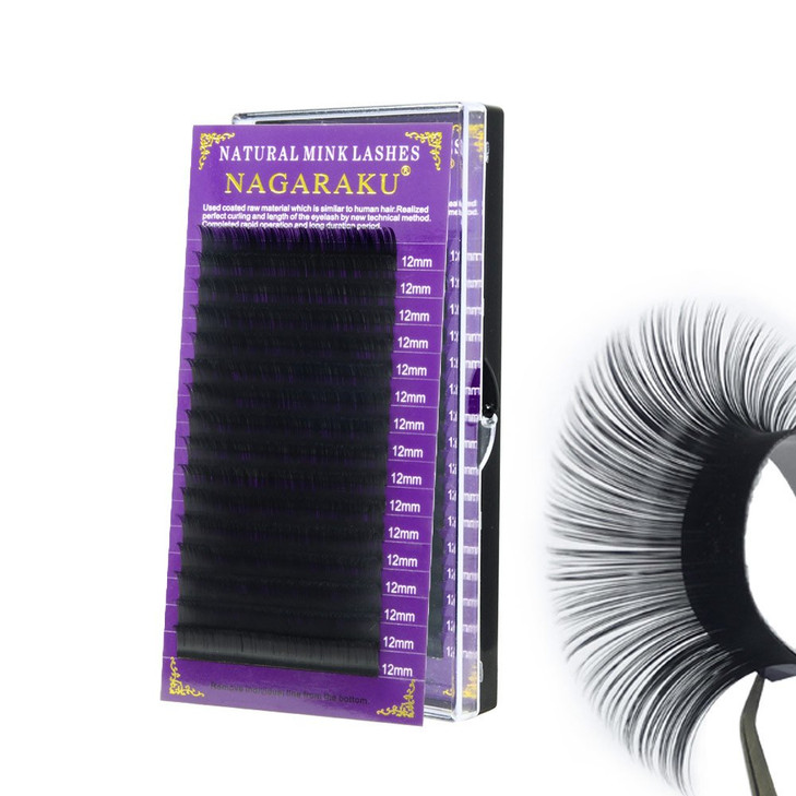 NAGARAKU Eyelash Extensions 010 mm C curl 10mm Premium Individual Classic Lashes Soft Natural Matte Black 16 rows Profes