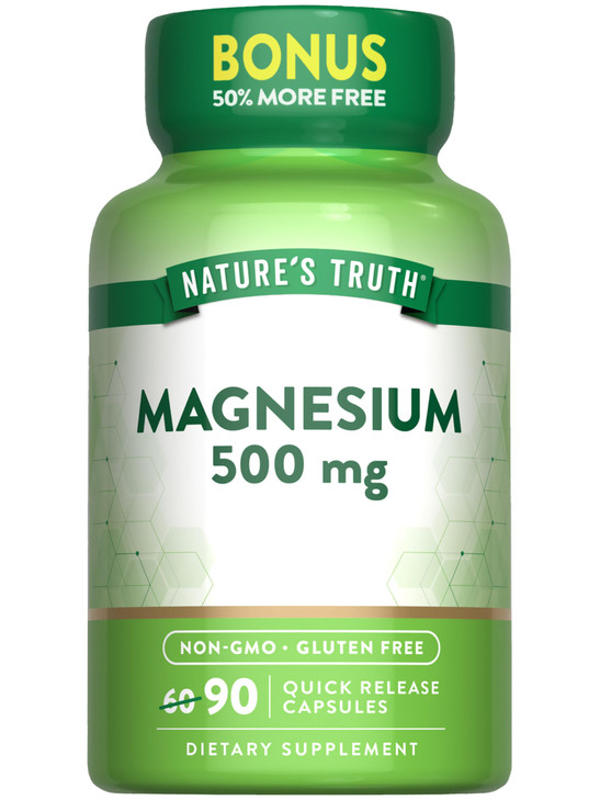 Nature's Truth Magnesium Oxide 500mg Capsules | 90 Count | Non-GMO & Gluten Free High Strength Supplement