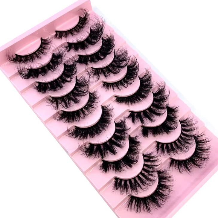 HBZGTLAD Soft Mink Eyelashes 3D Curl Winged End Eye Elongated Fake Lashes Thick Handmade Natural False Eyelash Messy Cro
