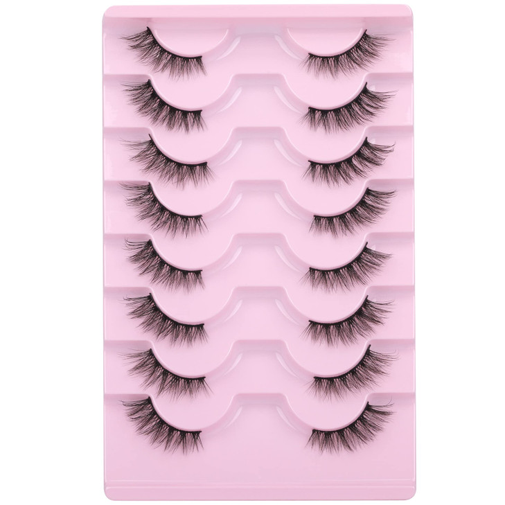 Half Lashes Natural Looking Cat Eye Lashes Accent Eyelashes Multilayers Wispy Fluffy 3D Curly False Lashes Pack by Mavph