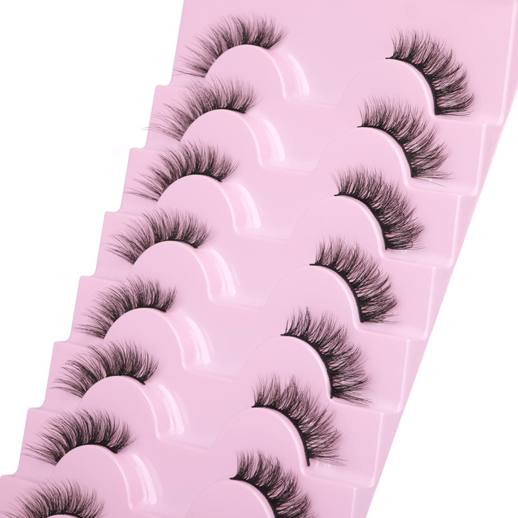 Half Lashes Natural Looking Cat Eye Lashes Accent Eyelashes Multilayers Wispy Fluffy 3D Curly False Lashes Pack by Mavph
