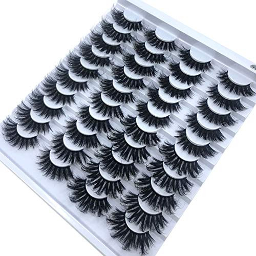 HBZGTLAD 20 pairs 3D Mink Lashes Natural False Eyelashes Dramatic Volume Fake Lashes Makeup Eyelash Extension Silk Eyela