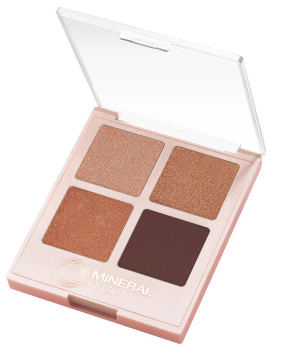 Mineral Fusion Eyeshadow Palette Four Pressed Powder Shades in Matte Satin and Shimmer Finishes Natural Lightweight Vega