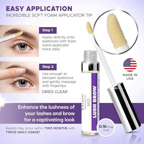 Lush Brow Eyebrow Eyelash Rapid Growth Serum with Growth Peptides Dermatologist Developed Eyelash Serum to Grow Lashes B